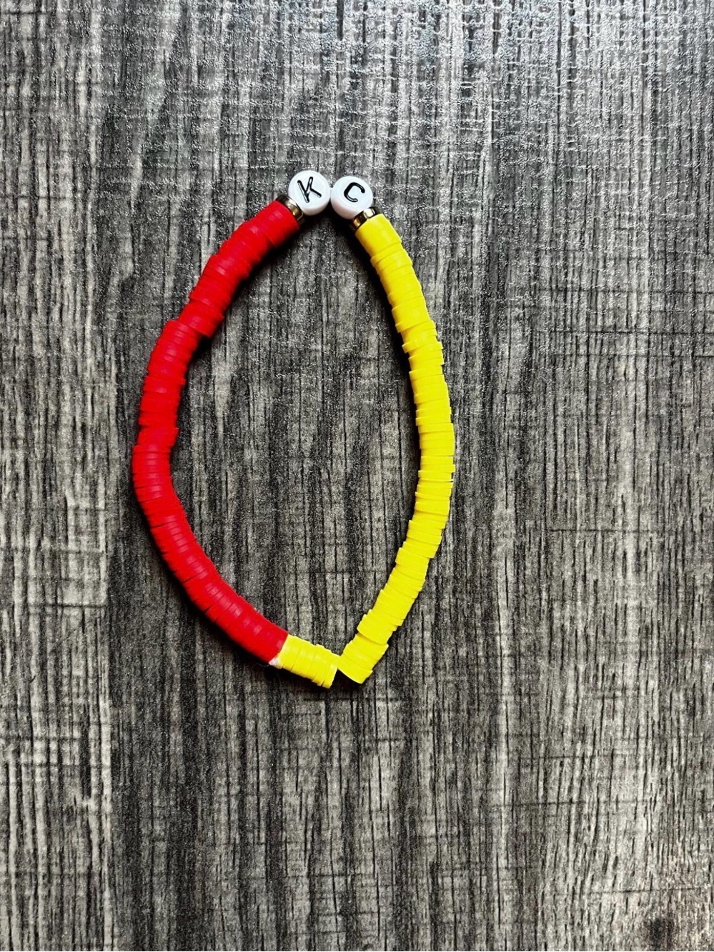 Chiefs Red & Yellow Beaded Stretch Bracelet